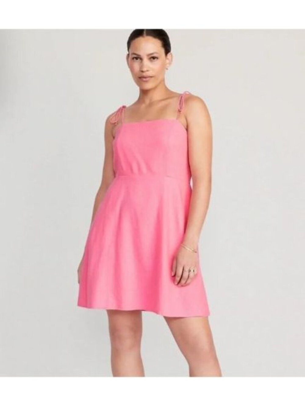 Old Navy Pink Linen Blend Tie Strap Mini Dress